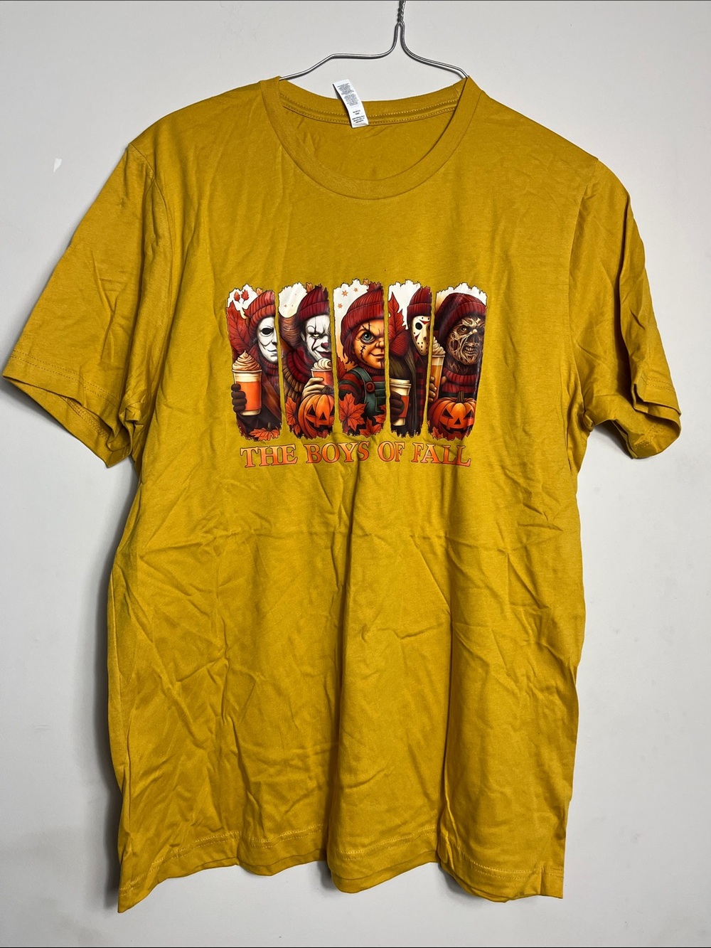 The Boys of Fall Graphic Tee - Mustard Yellow shirt XL